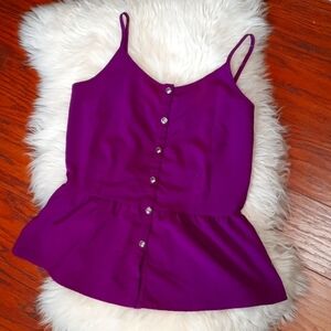 Tea N Rose Violet Button Front Fit&Flare Tank Top